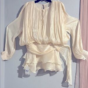 Elegant Cream Blouse. Designed with layered & hanging layers NWT